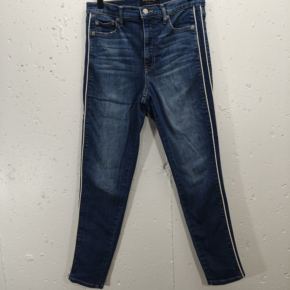 Banana Republic Womens Blue Jeans High Rise Skinny Size 29 White Side‎ Stripe